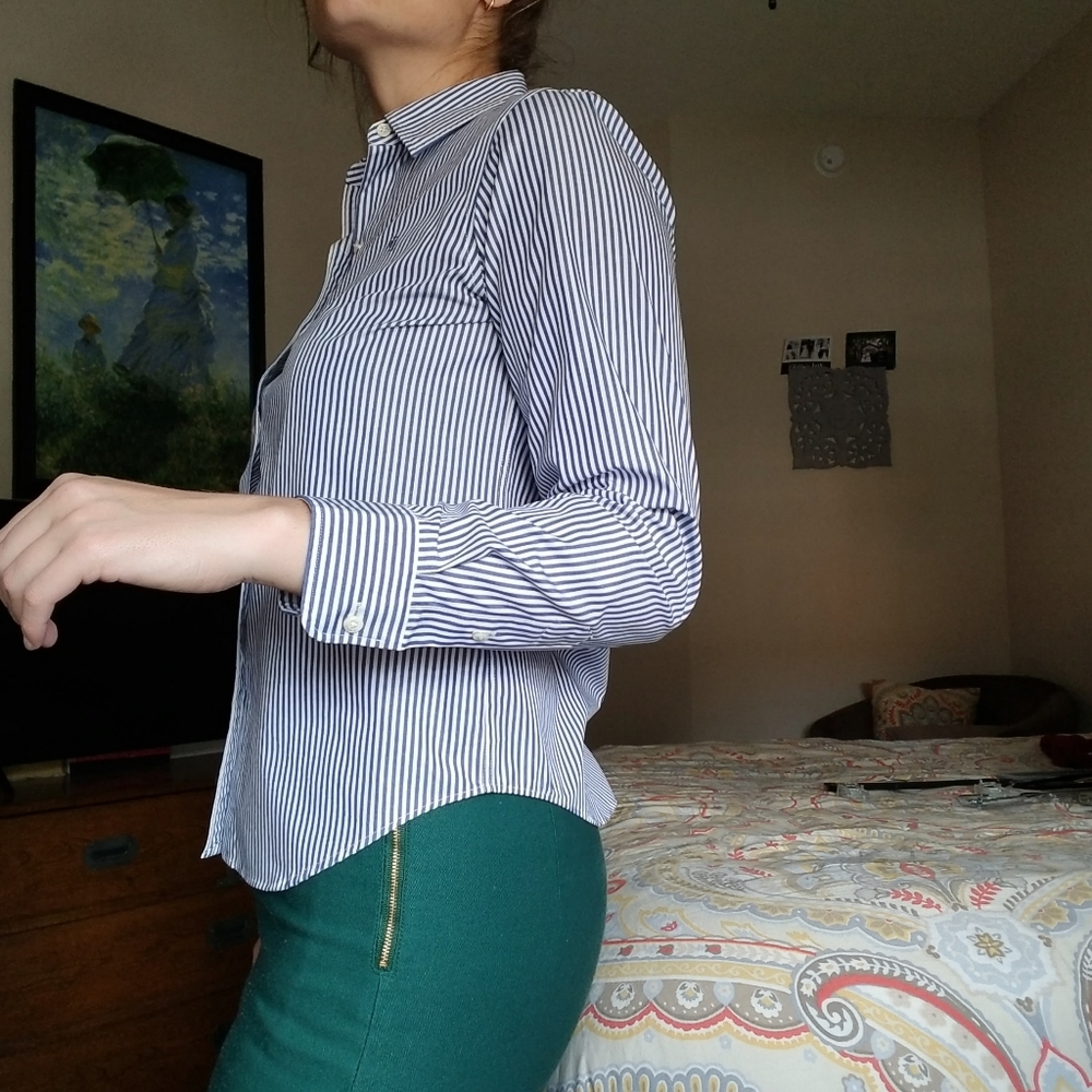 All Cotton Blue & White Button Down - Picture 2 of 7